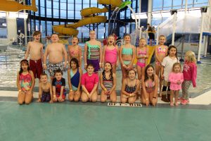 Group of Youth Posing for Picture Swim Party at The HUB Recreation Center in Marion Illinois