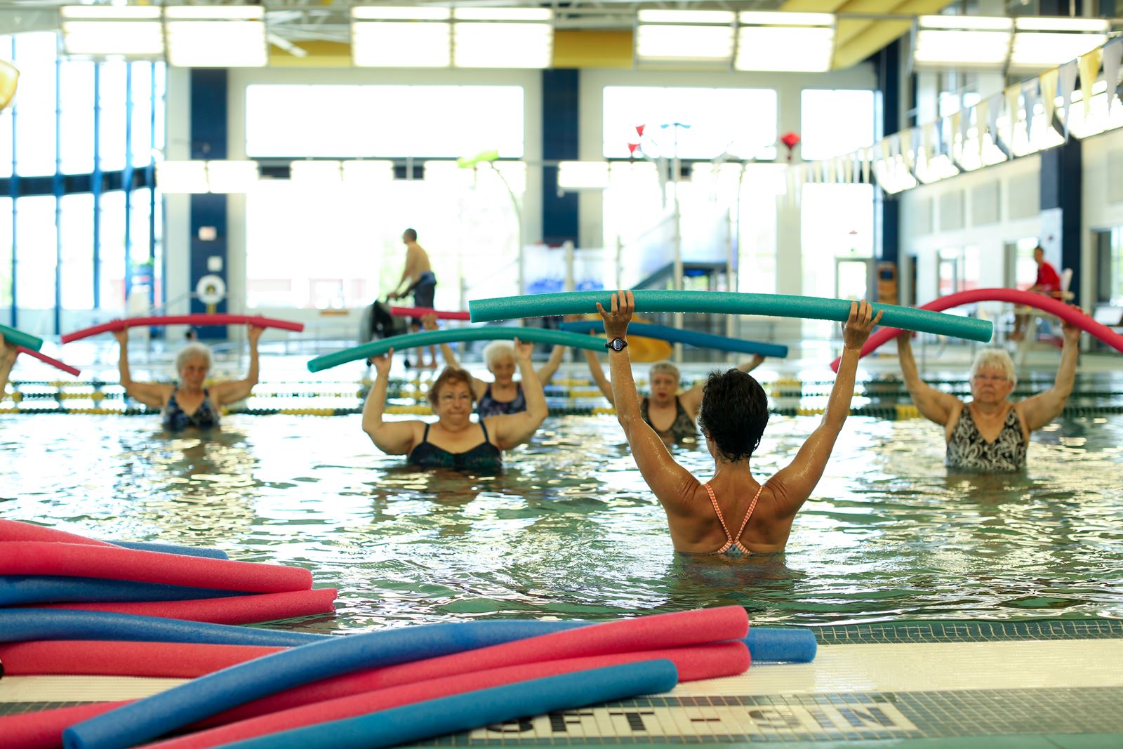 Older Adults in Water Aerobics Class Indoor Pool at The HUB in Marion, Illinois