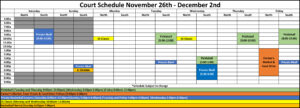 November 26-December 2 Basketball Court Schedule at The HUB in Marion, Illinois