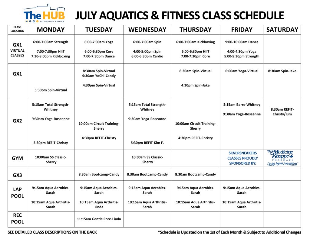 Water Aerobics Class Schedule | The HUB Recreation Center