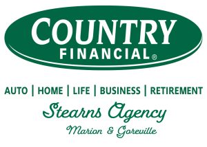 country financial green logo with home, life, business, retirement Stearns Agency in Marion and Goreville